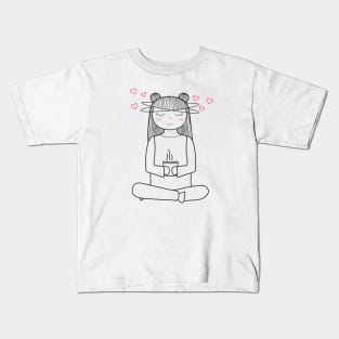 Namaste! Yoga and Coffee Lover - Minimalistic Line Art Kids T-Shirt